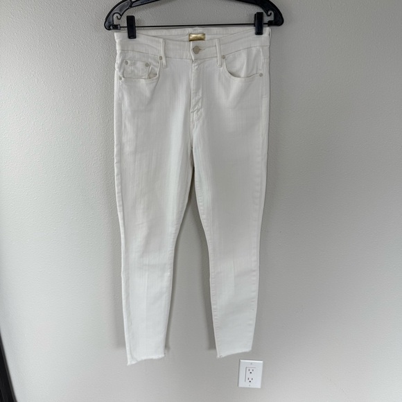 MOTHER High Waisted Looker Ankle Fray Skinny Jeans Whipping the Cream Women 28 - Picture 3 of 13